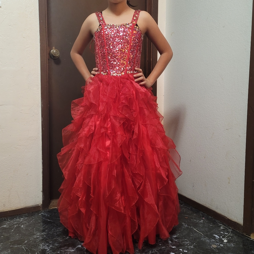 Red corset  dress girl pageant dress size10